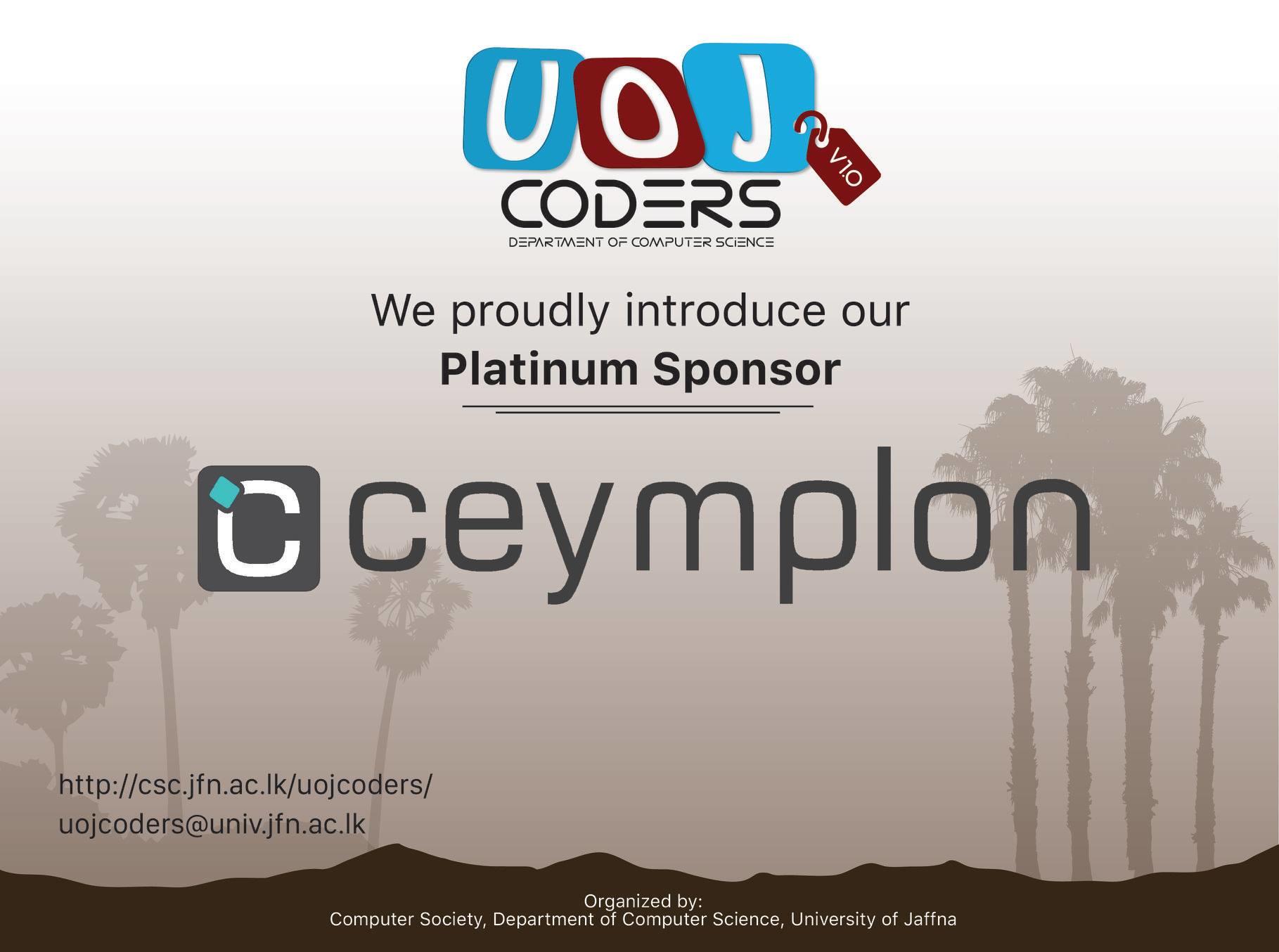 UoJCoders v1.0 platinum sponsored by Ceymplon!